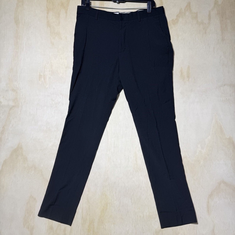 H&M Super Skinny Fit Dress Pants Mens 34R Black Stretch Career Office Slacks